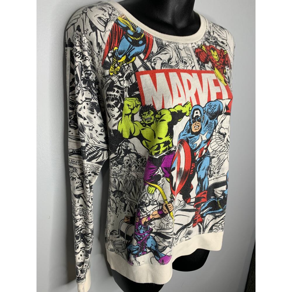 Marvel Reversible Pullover Comic Strip Design Crew Neck Women's Medium - Picture 5 of 8